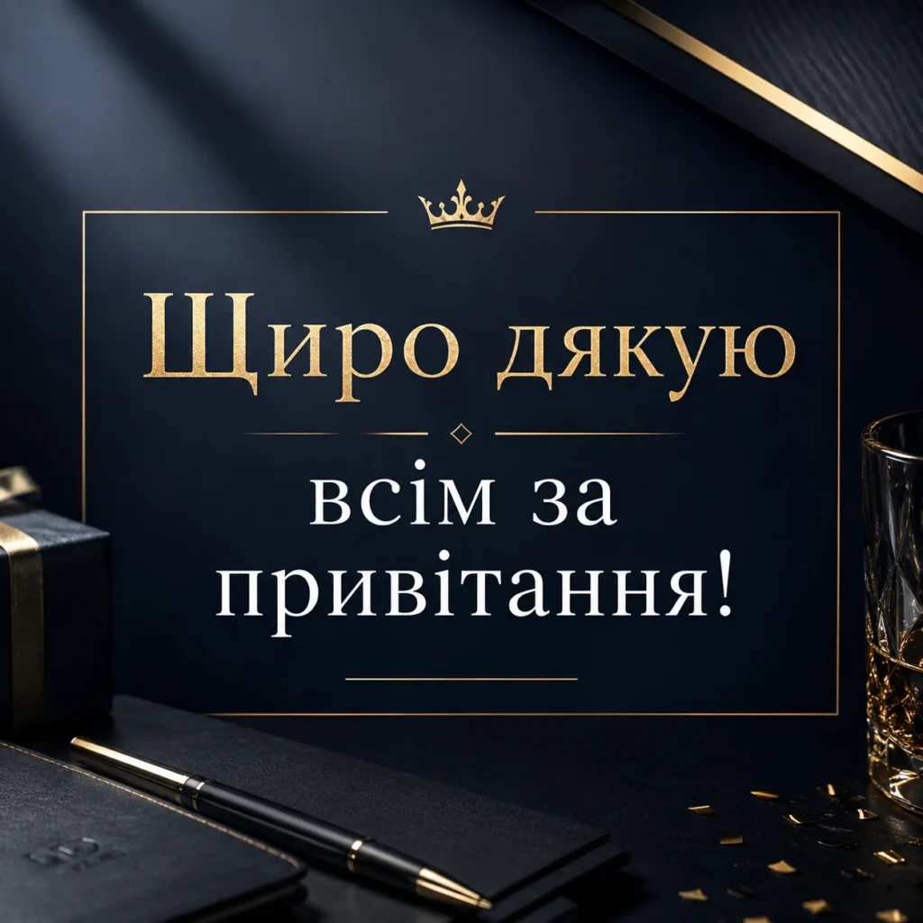 листівка “щиро дякую за привітання” від чоловіка