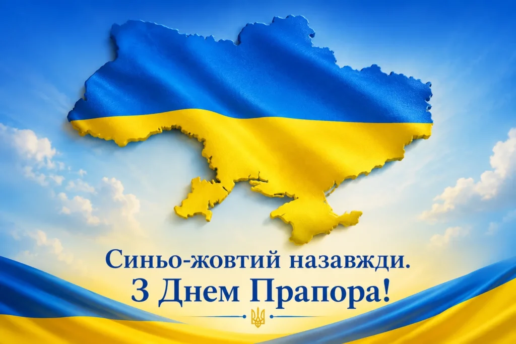 листівка з днем Державного прапора з картою