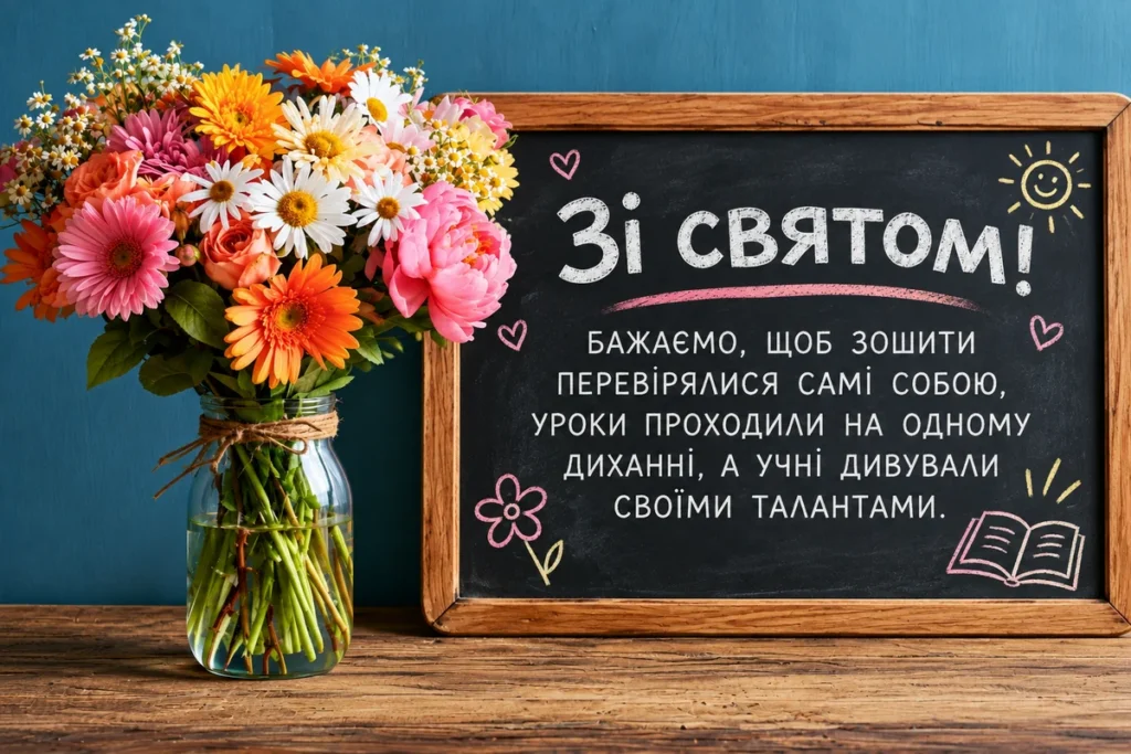 Шкільна дошка з привітанням для учителя