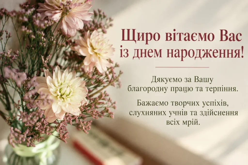 Ніжні квіти вчителю з днем народження 